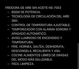 FREIDORA DE AIRE SIN ACEITE NEOSIS NEGRA.