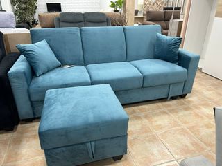 Sofá Cama 3 Plazas + Puff Arcon Terciopelo