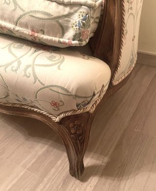 Sofá estilo Luis XV tela y madera