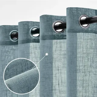 Cortine in Lino Woaboy Blu Traslucido