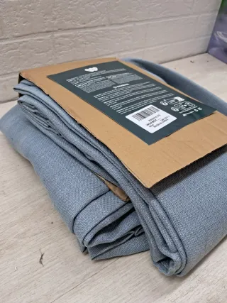 Cortine in Lino Woaboy Blu Traslucido