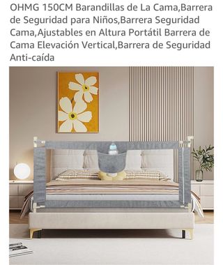 Barrera Cama Bebé 200cm Gris