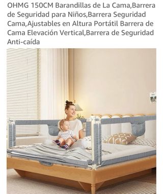 Barrera Cama Bebé 200cm Gris