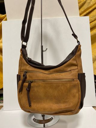 Bolso bandolera marrón y beige