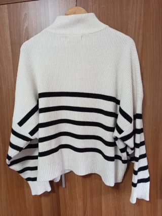 Jersey Mango Rayas Cremallera Cuello Alto