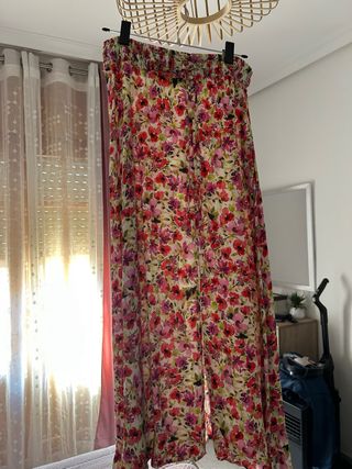 Falda larga floral mujer