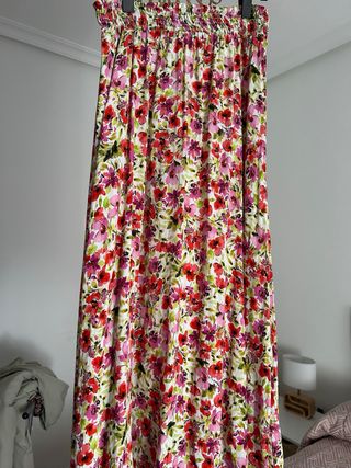 Falda larga floral mujer