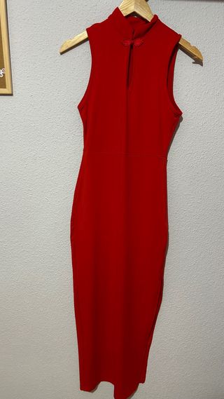 Vestido rojo largo talla XS abertura fiesta nuevo
