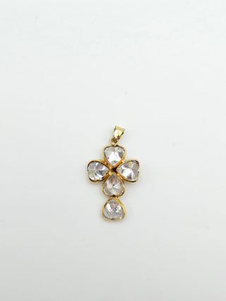 Colgante de Oro 18K, Cruz Corazones, 2,97gr, 2,5cm