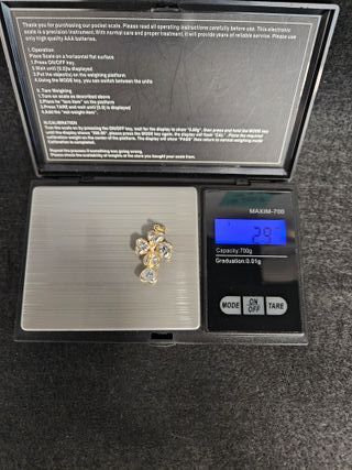 Colgante de Oro 18K, Cruz Corazones, 2,97gr, 2,5cm