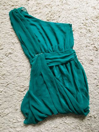 Vestido fiesta asimétrico verde Talla M