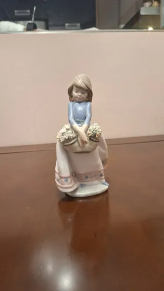Figura Lladro Niña con Cesta Flores