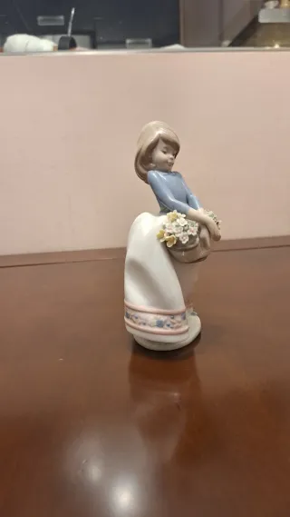 Figura Lladro Niña con Cesta Flores