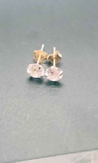 Pendientes Oro 14k Zirconio Natural