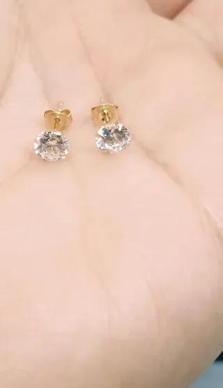 Pendientes Oro 14k Zirconio Natural