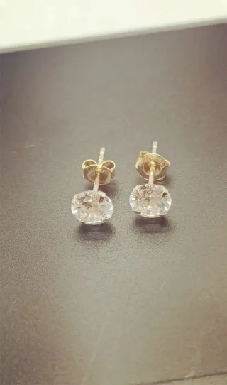 Pendientes Oro 14k Zirconio Natural