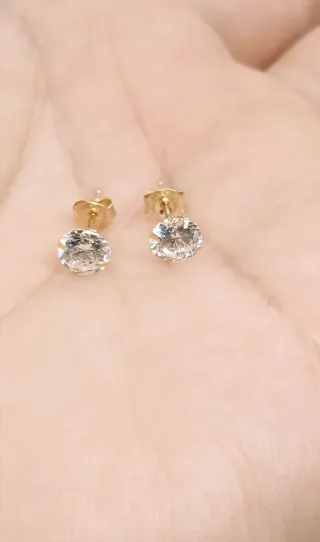 Pendientes Oro 14k Zirconio Natural