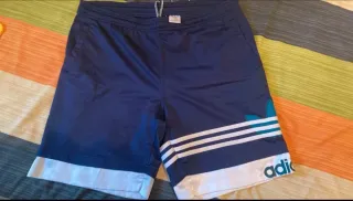 Pantalón corto Adidas vintage azul y blanco