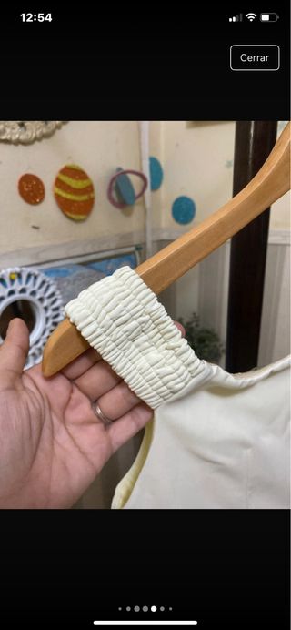 Vestido fiesta formal beige/blanco Talla XS