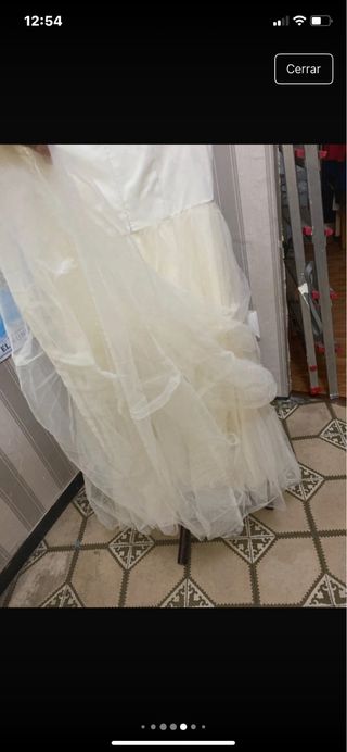 Vestido fiesta formal beige/blanco Talla XS