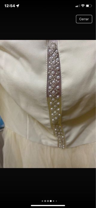 Vestido fiesta formal beige/blanco Talla XS