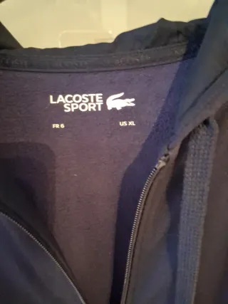 Felpa Lacoste Blu Cappuccio Interno Pile XL