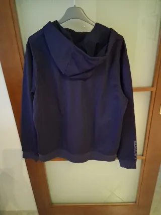 Felpa Lacoste Blu Cappuccio Interno Pile XL