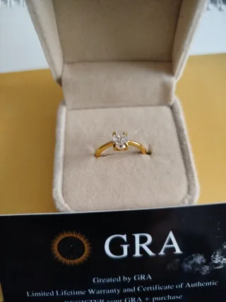 Anillo bañado oro 14k con piedra GRA
