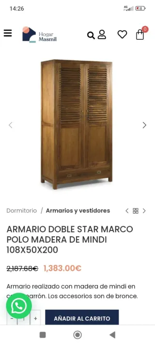 Armario de madera y marco de espejo Madera mindi