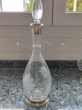 Juego Decantador y Copas Pie Plata