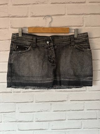 Falda vaquera Bershka gris/negra
