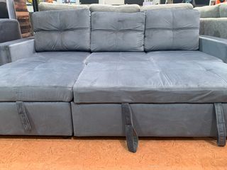 Sofá Cama Chaise Longue con Arcón Gris