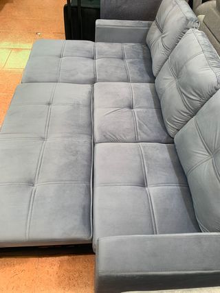 Sofá Cama Chaise Longue con Arcón Gris