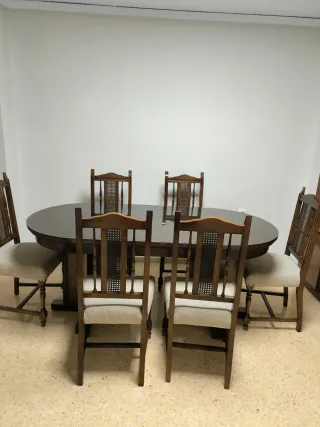 Mesa comedor ovalada con 6 sillas