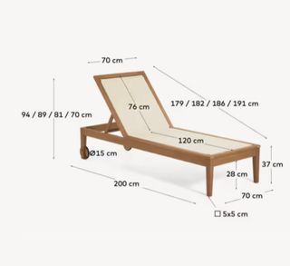 Tumbona de exterior Caterin beige y madera maciza