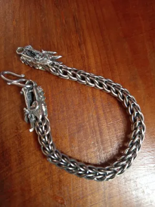 Pulsera Plata Ley Cabeza Dragón
