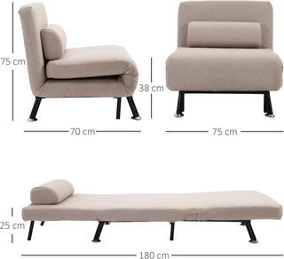 Poltrona Letto Singolo 3 in 1 con Schienale Reclin