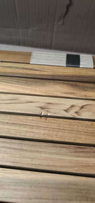 Banco alto 100% exterior Canadell de madera maciza de teca reciclada 130 cm