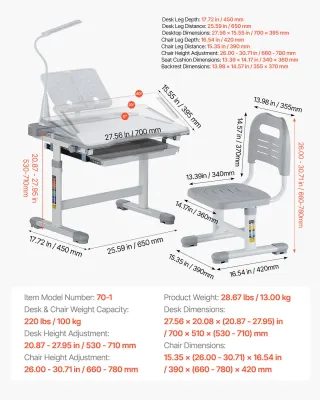 Set Scrivania e Sedia Lavoro per Bambini Tavolo