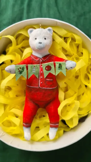 Adorno Navideño Oso Hecho a Mano