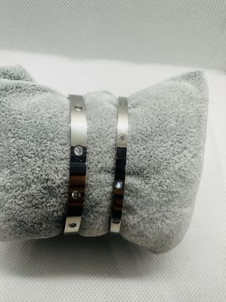 Pulsera acero con circonitas, 2 grosores