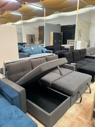 Sofá cama chaiselongue 3 plazas + almacenaje