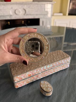 Set joyero beige y rosa