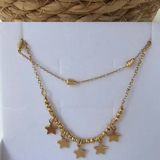 Gargantilla Plata Baño Oro 18kl Estrellas