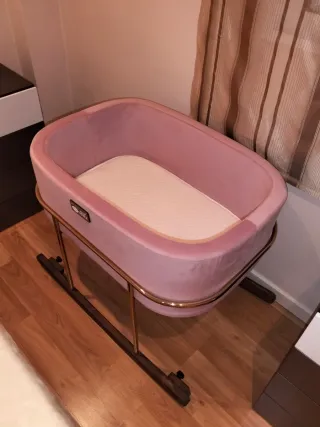 Moisés bebé rosa terciopelo