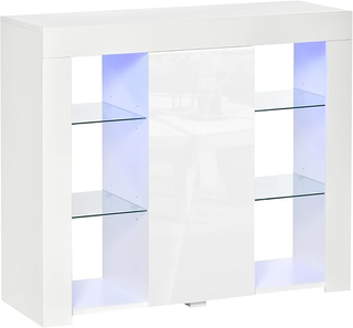 Credenza Moderna a Anta con Luci LED e Mensole in