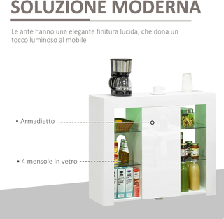 Credenza Moderna a Anta con Luci LED e Mensole in