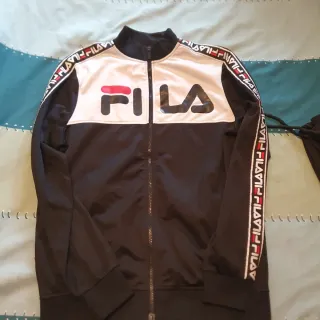 Chándal Fila Negro con Rayas Rojas