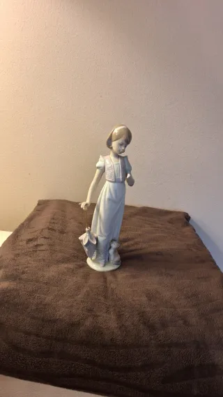 Figura Lladro Niña con Paraguas y Perro