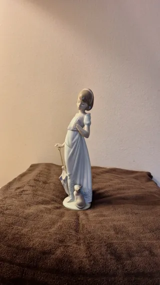 Figura Lladro Niña con Paraguas y Perro